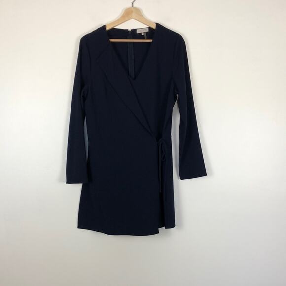 1. State long sleeve blue V neck hidden zip closure wrap tie romper Womens Large - Picture 2 of 11